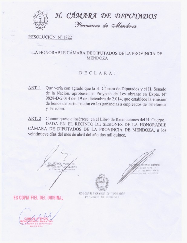 Diputados Mendoza por Bonos Telefonicos